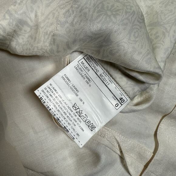 Fuentecapala Ivory White Linen Blazer Jacket Textured Button Women’s Size M 40 - Picture 6 of 9